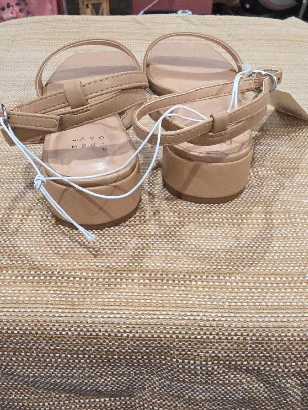 a new day Nude Ankle-Strap Square-Toe Sandals